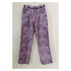 Blumarine 29x29 Y2K Lavender Print with Sequins and Embroidered Flowers Italy